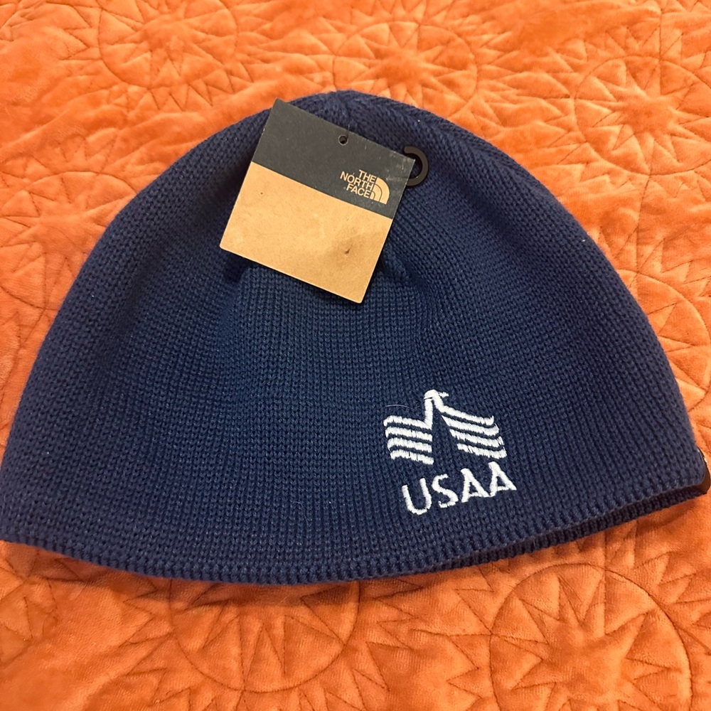North face beanie, dark blue new with tags